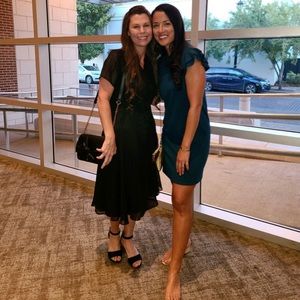 Nestled & Co Teal Flutter Sleeve Sheath Dress